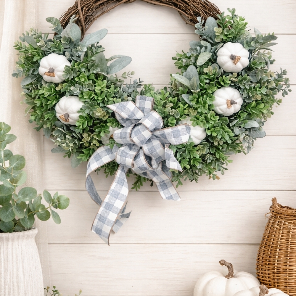 Elegant Green and White Holiday Wreath